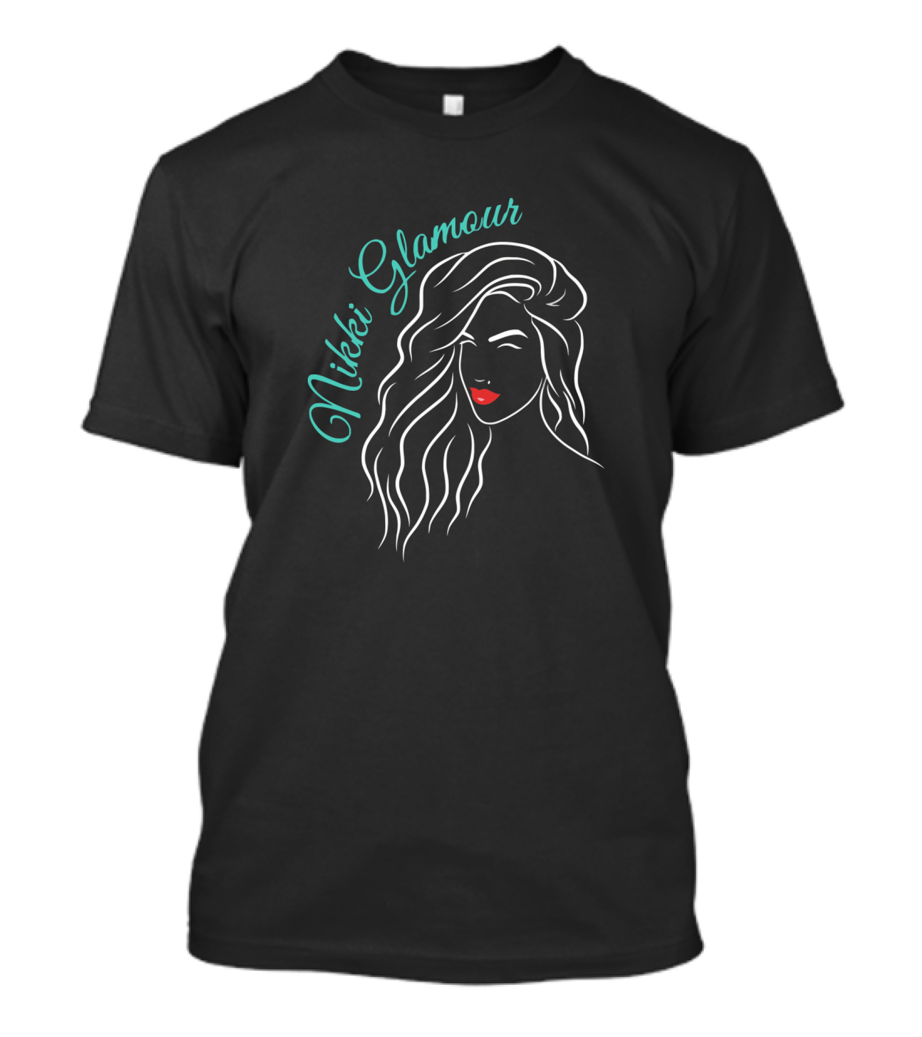 Nikki Glamour Stylish Icon With Elegant Hair And Red Lips T-Shirt