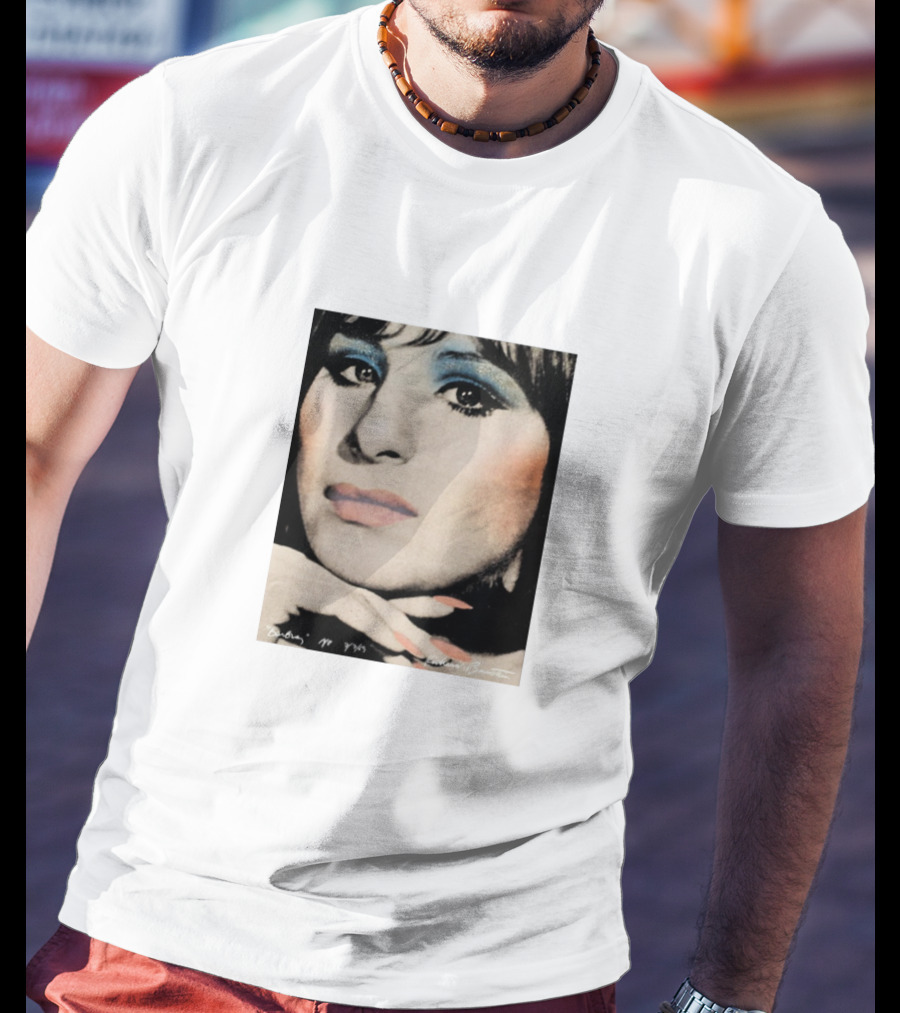 Barbra Streisand Portrait With Signature And Blue Eye Shadow T-Shirt