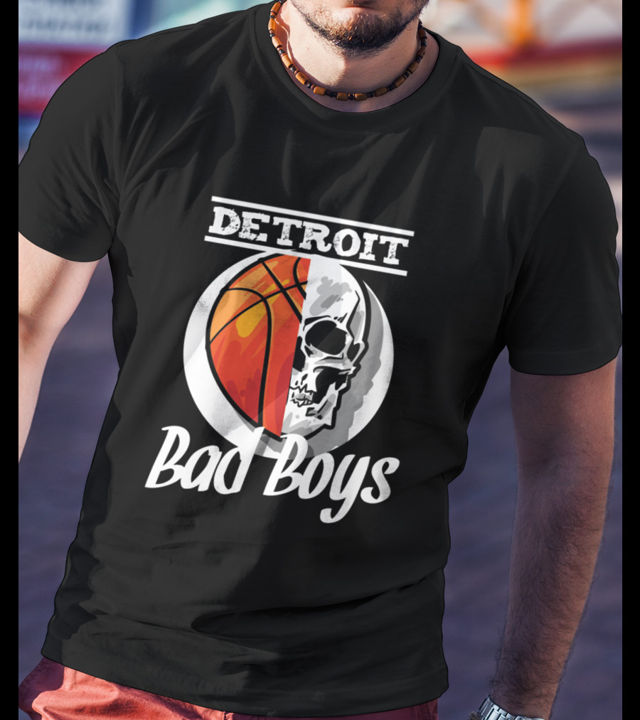 Detroit Bad Boys Basketball Skull T-Shirt