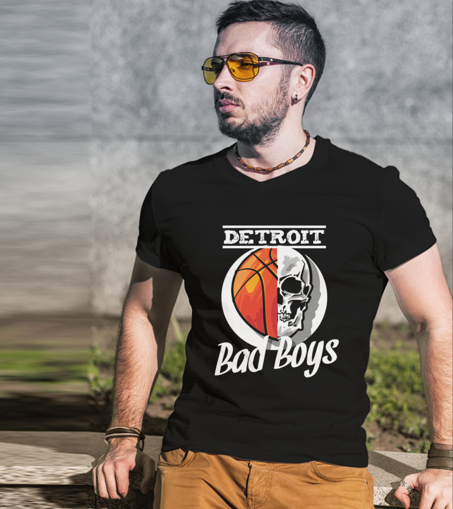 Detroit Bad Boys Basketball Skull T-Shirt