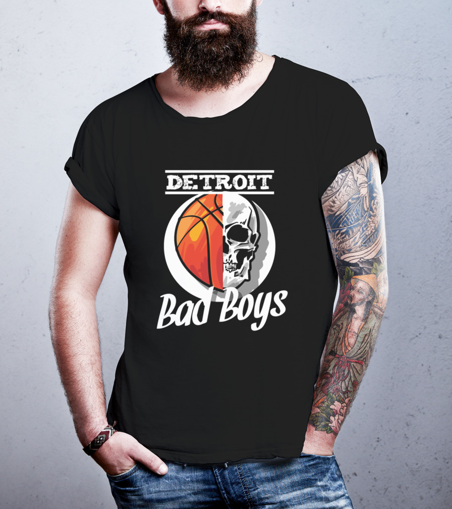 Detroit Bad Boys Basketball Skull T-Shirt
