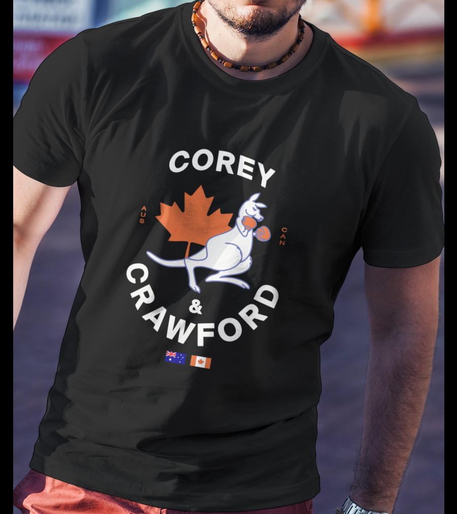 COREY CRAWFORD AUS CAN Kangaroo Maple Leaf Flags T-Shirt