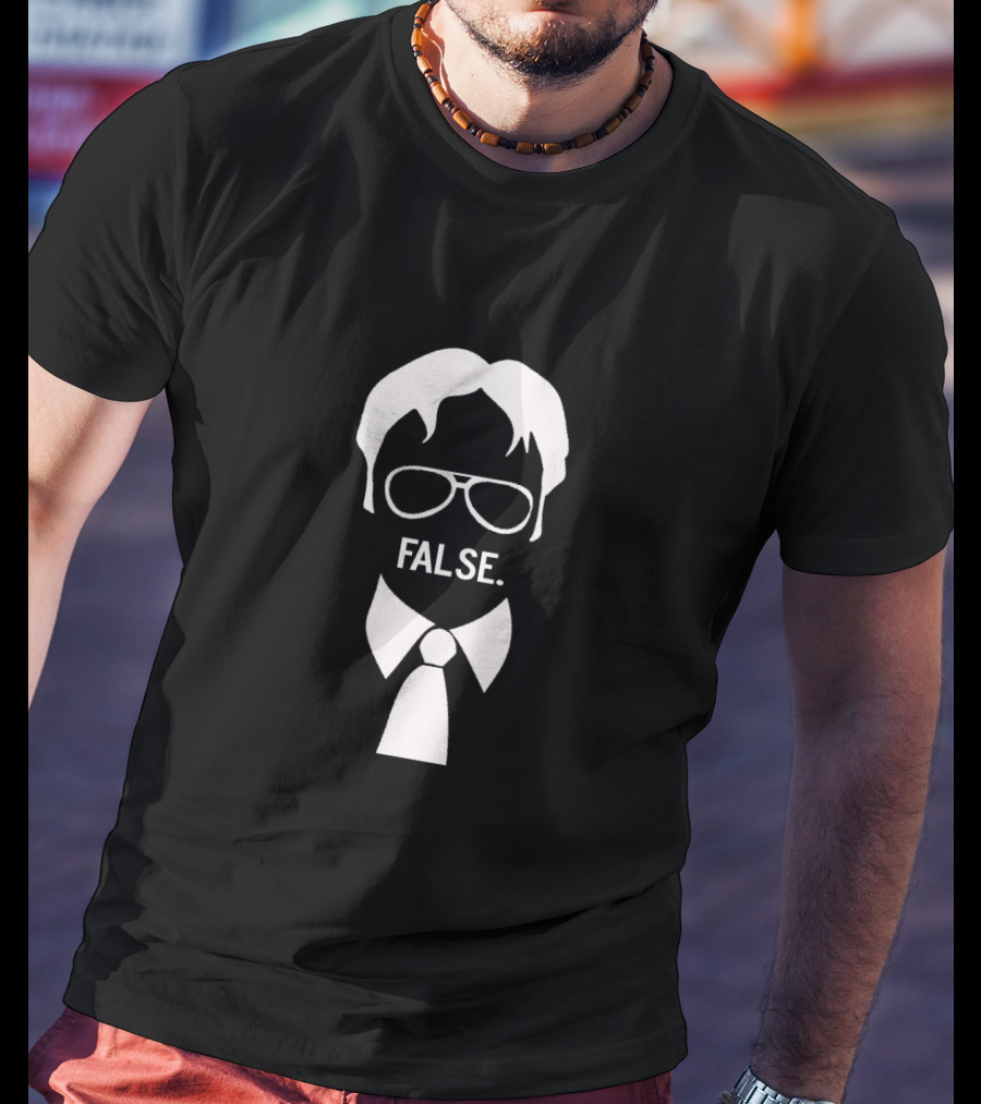 Dwight False Silhouette Icon With Glasses And Tie T-Shirt