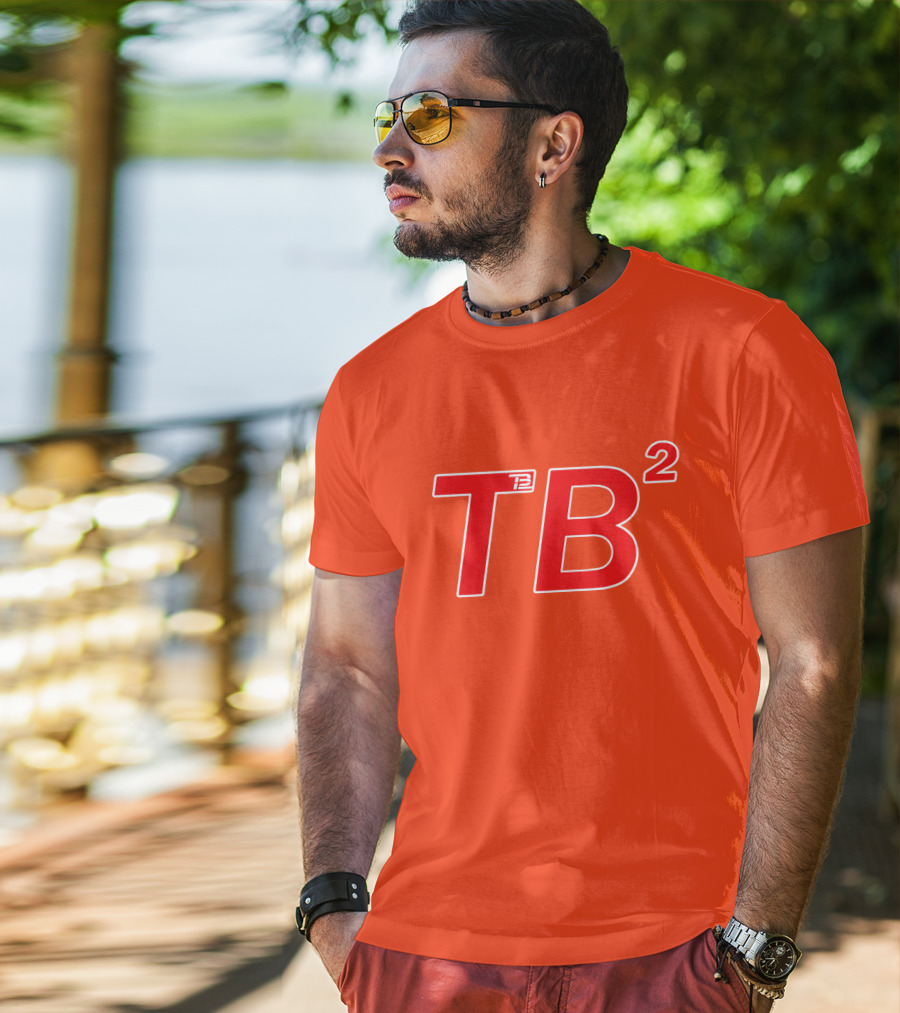 TB² TB12 Red And White Icon On Orange Background T-Shirt