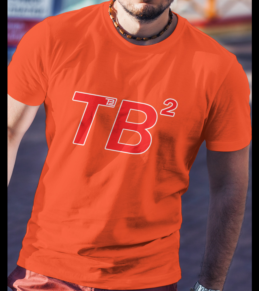 TB² TB12 Red And White Icon On Orange Background T-Shirt