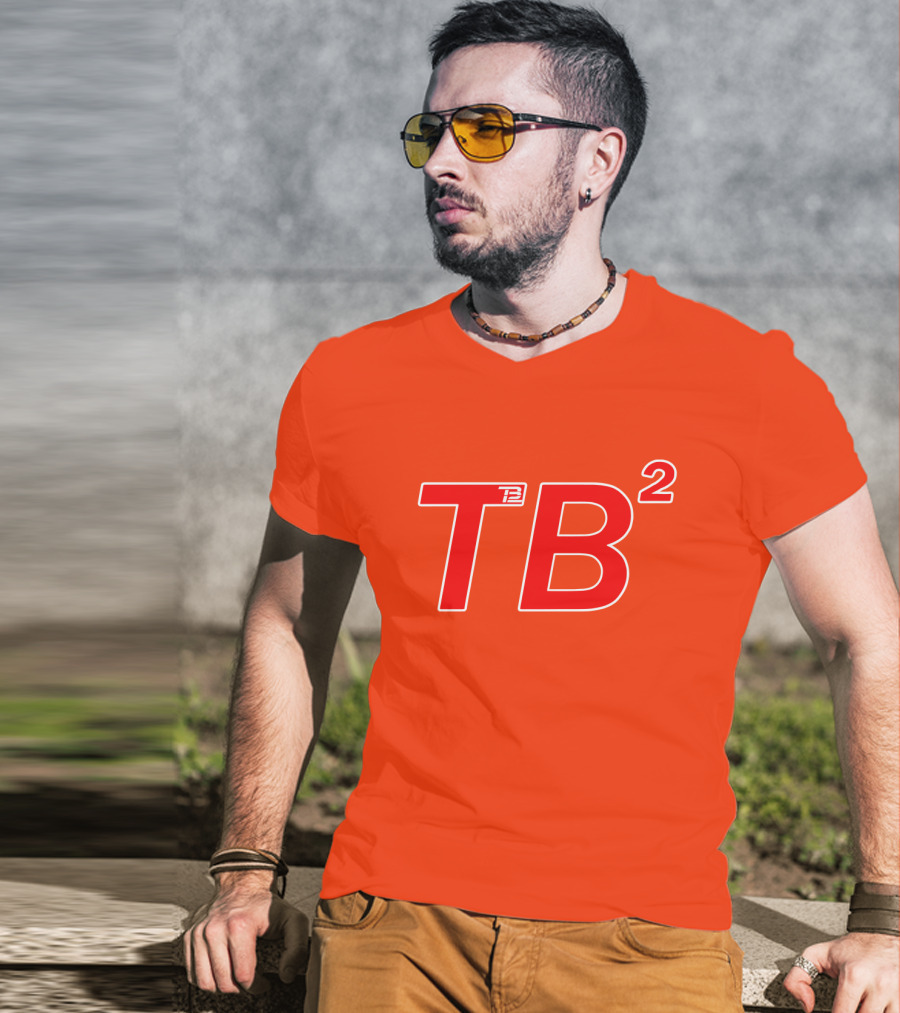 TB² TB12 Red And White Icon On Orange Background T-Shirt