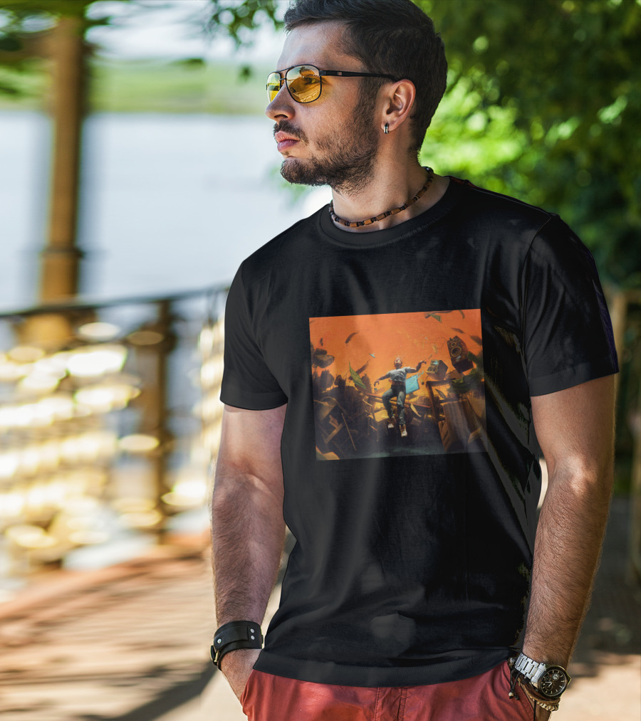 No Pressure Album Cover Artwork Floating Debris Scene T-Shirt