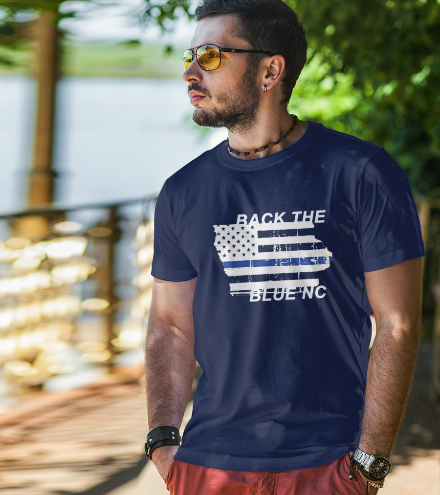 BACK THE BLUE NC American Flag T-Shirt