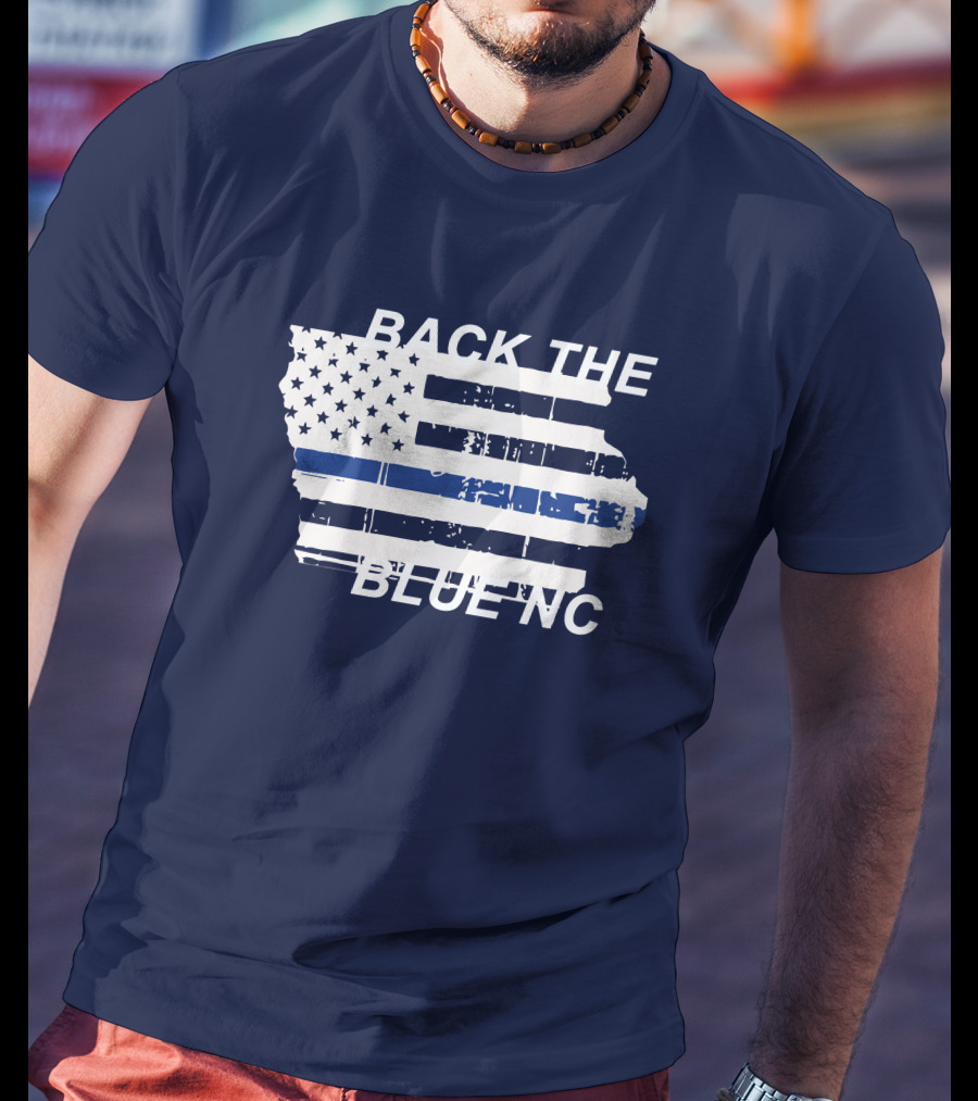 BACK THE BLUE NC American Flag T-Shirt