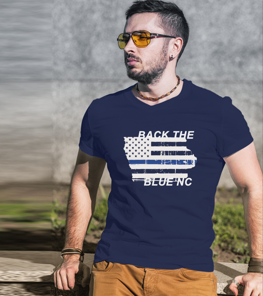 BACK THE BLUE NC American Flag T-Shirt