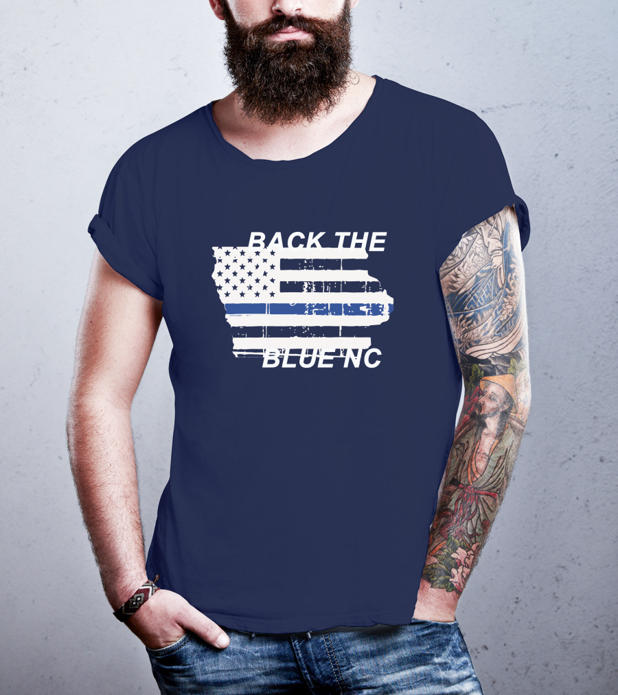 BACK THE BLUE NC American Flag T-Shirt