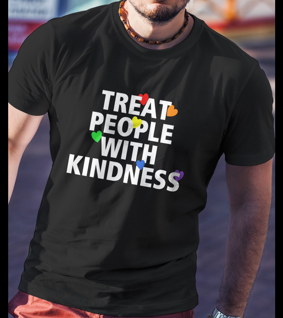 Treat People With Kindness Rainbow Hearts T-Shirt