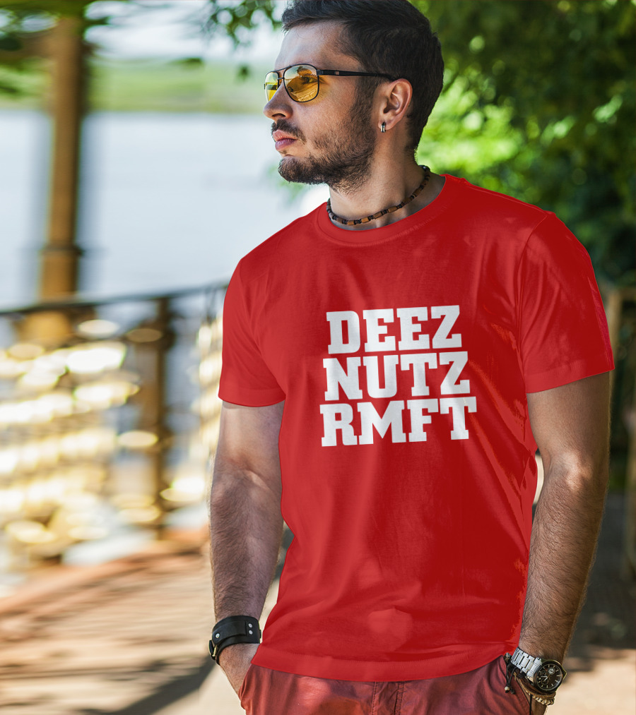 Deez Nutz RMFT Joke Phrase Bold Text T-Shirt