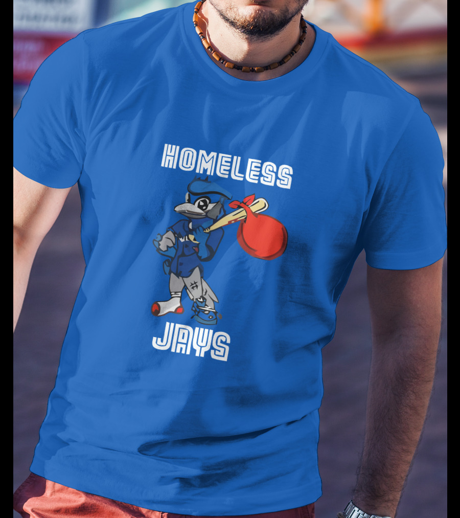 Homeless Jays Blue Character Holding Bag T-Shirt