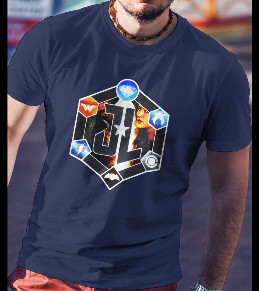 Zack Snyder Justice League JL Logo Wonder Woman Flash Cyborg Superman Batman Aquaman Icons T-Shirt