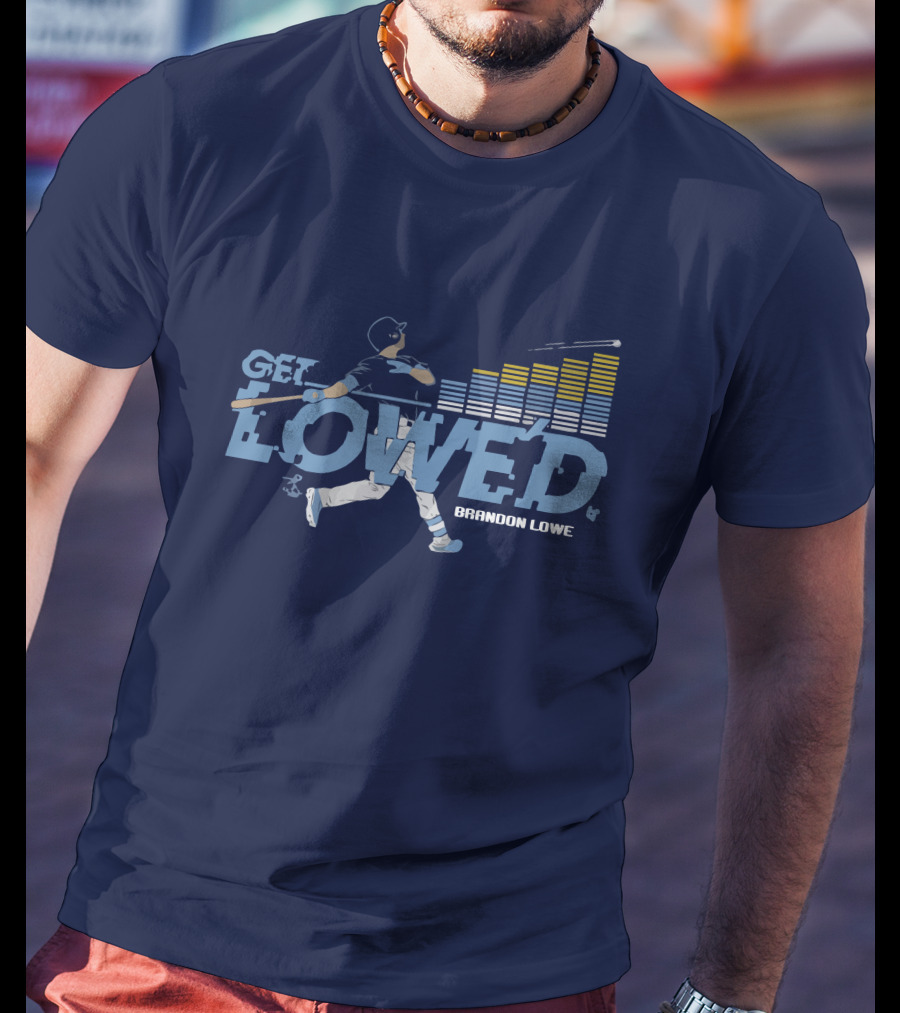 Brandon Lowe Get Lowed Baseball Swing With Rising Bar Graph T-Shirt