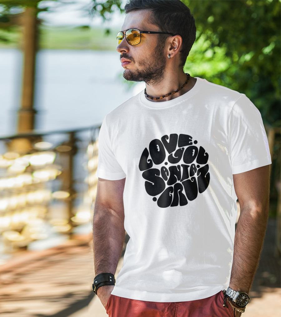 Love You Santa Cruz Retro Style Circle T-Shirt