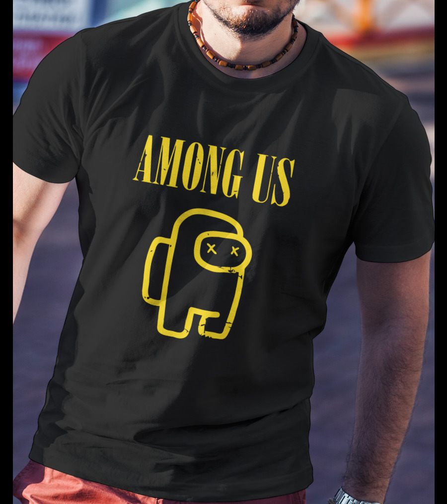 AMONG US Yellow Character Outline With X Eyes T-Shirt