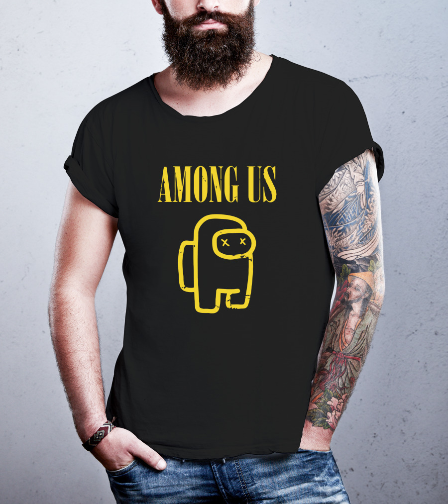 AMONG US Yellow Character Outline With X Eyes T-Shirt