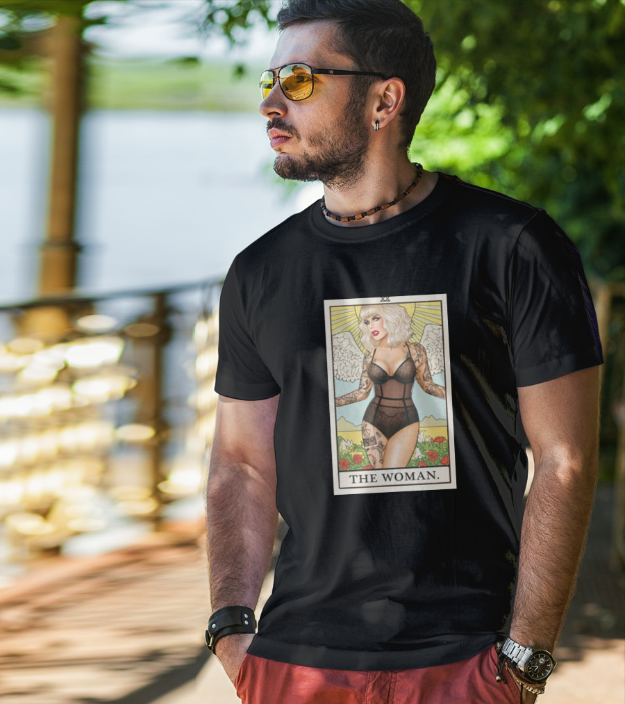 The Woman Tarot Card Katya Tattoo Angel Rose Sunburst T-Shirt