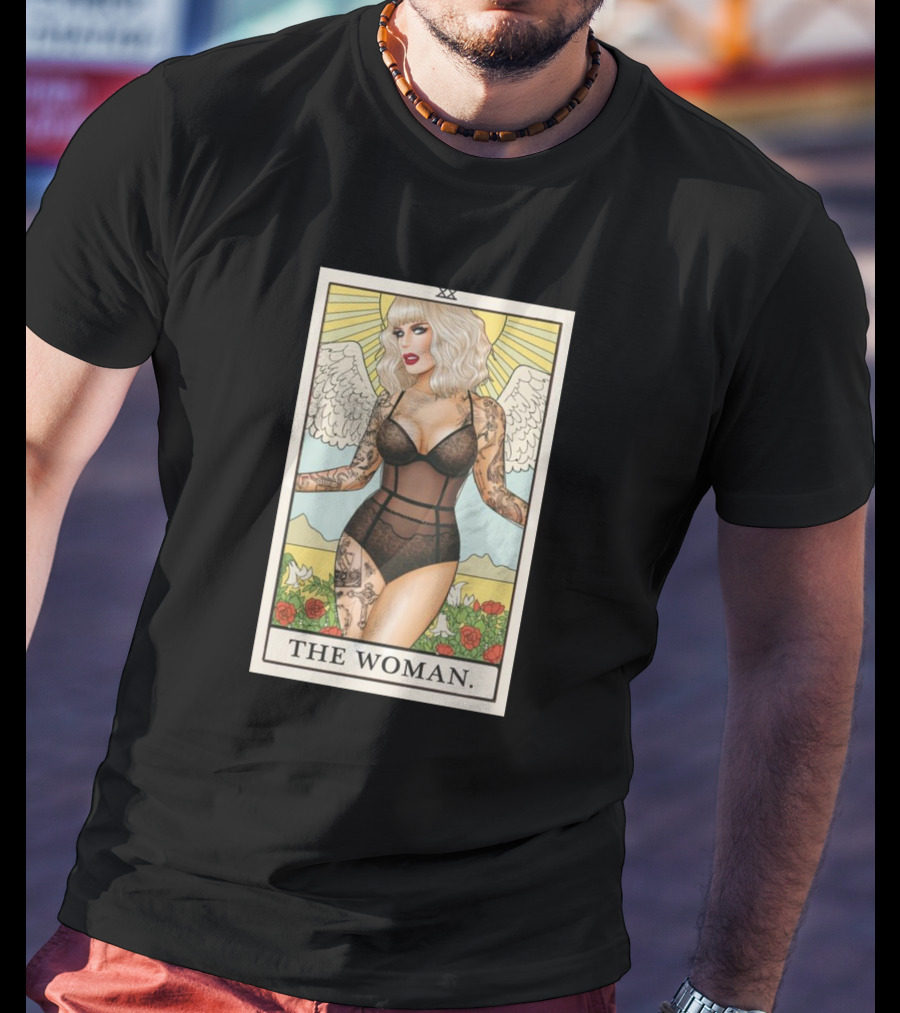 The Woman Tarot Card Katya Tattoo Angel Rose Sunburst T-Shirt