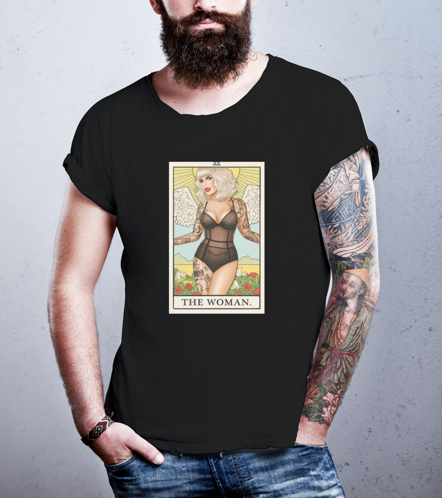 The Woman Tarot Card Katya Tattoo Angel Rose Sunburst T-Shirt