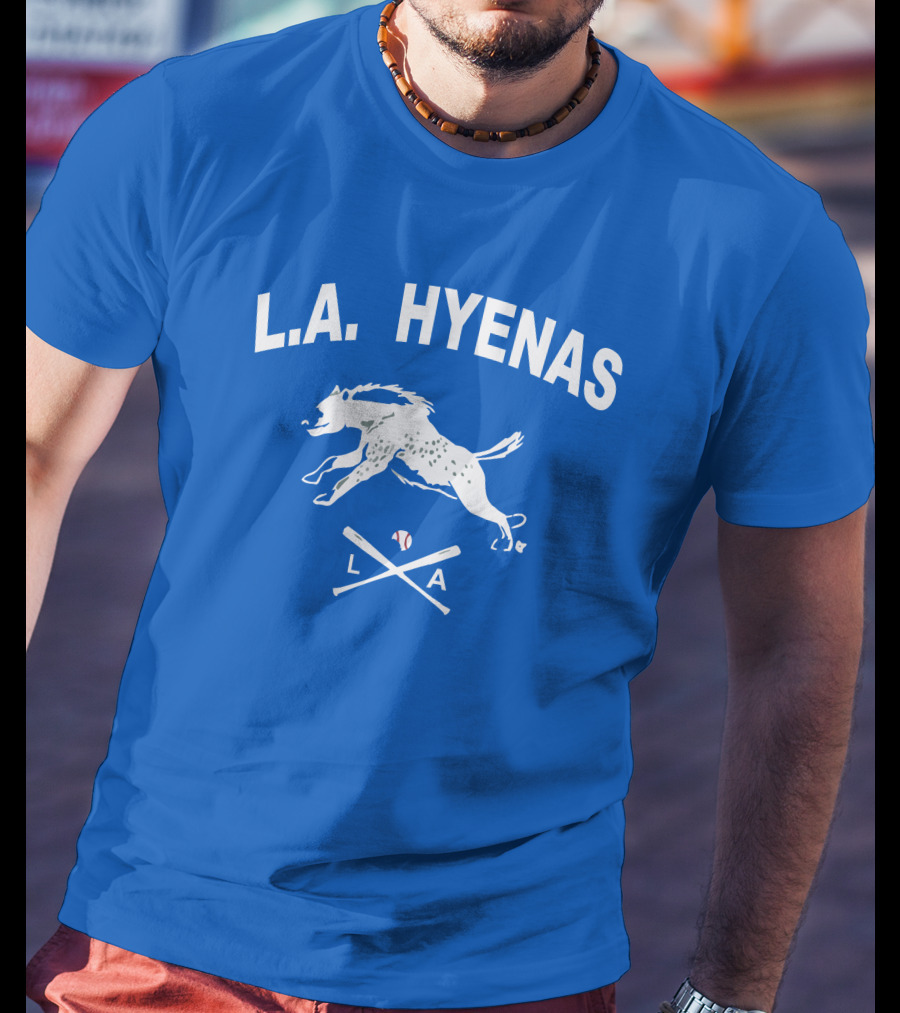 L.A. Hyenas Los Angeles Baseball Hyena With Crossed Bats T-Shirt