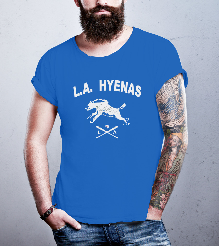 L.A. Hyenas Los Angeles Baseball Hyena With Crossed Bats T-Shirt