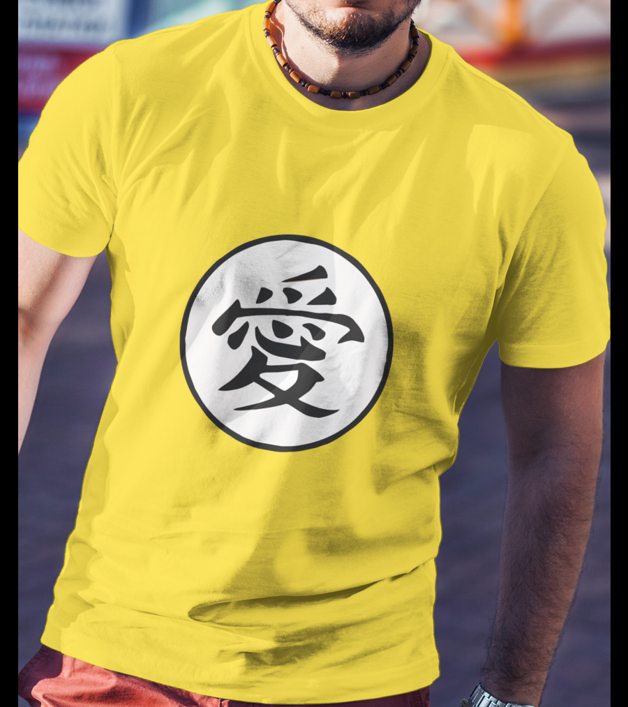 CalebCity Merch Love Kanji Symbol Yellow Circle T-Shirt