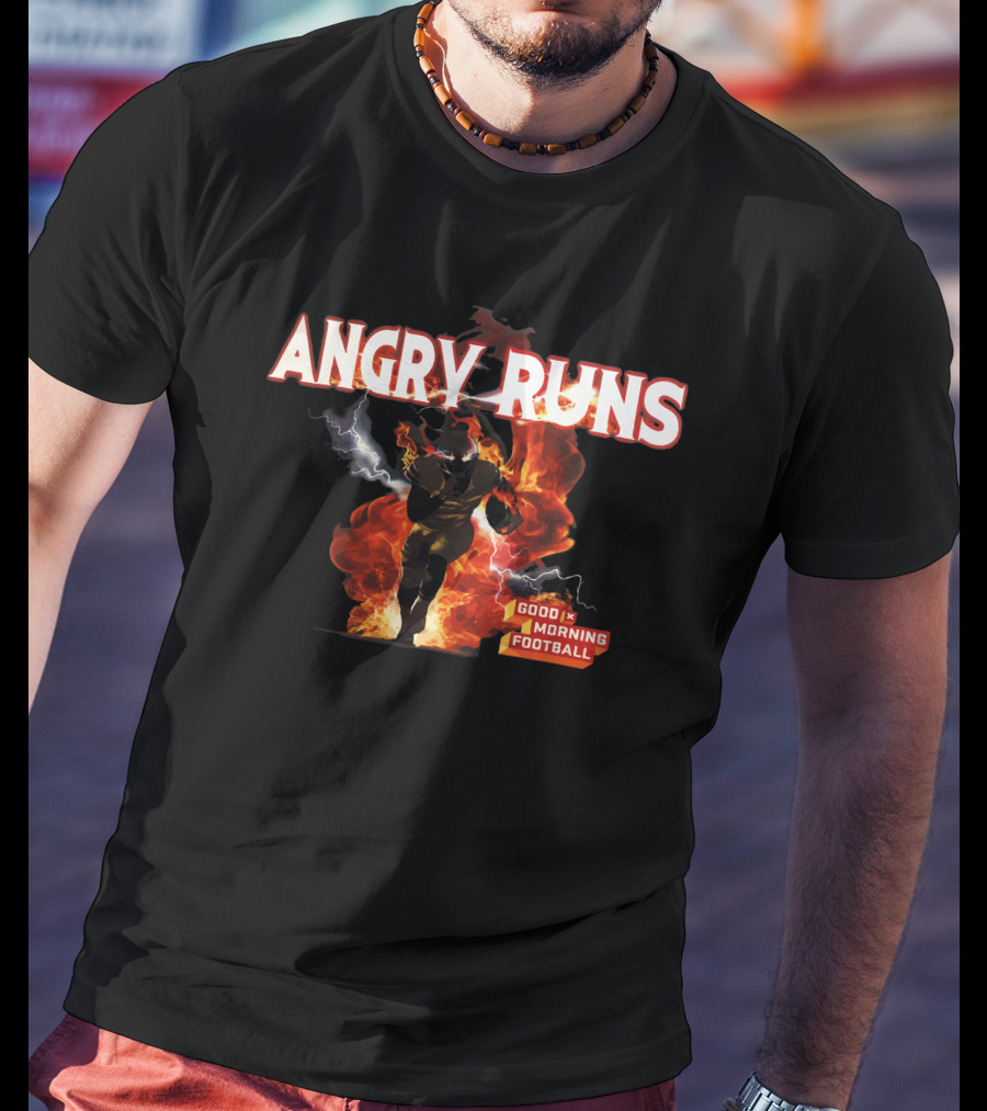 Angry Runs Good Morning Football Fire And Lightning Charge T-Shirt