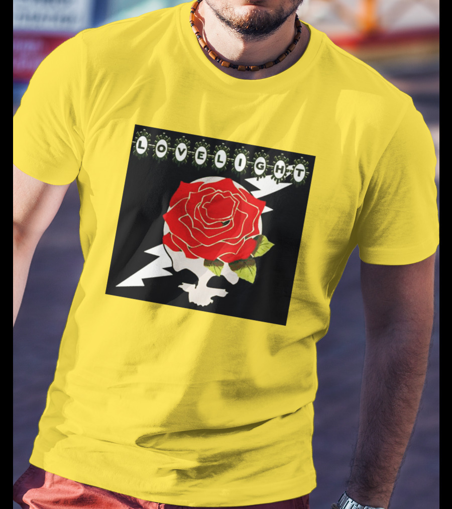 Lovelight Rose Skull With Lightning Bolt T-Shirt