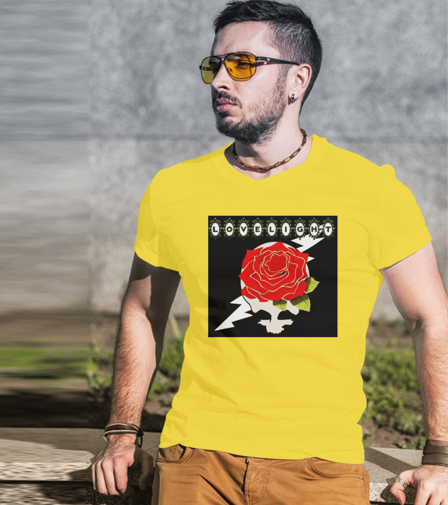 Lovelight Rose Skull With Lightning Bolt T-Shirt