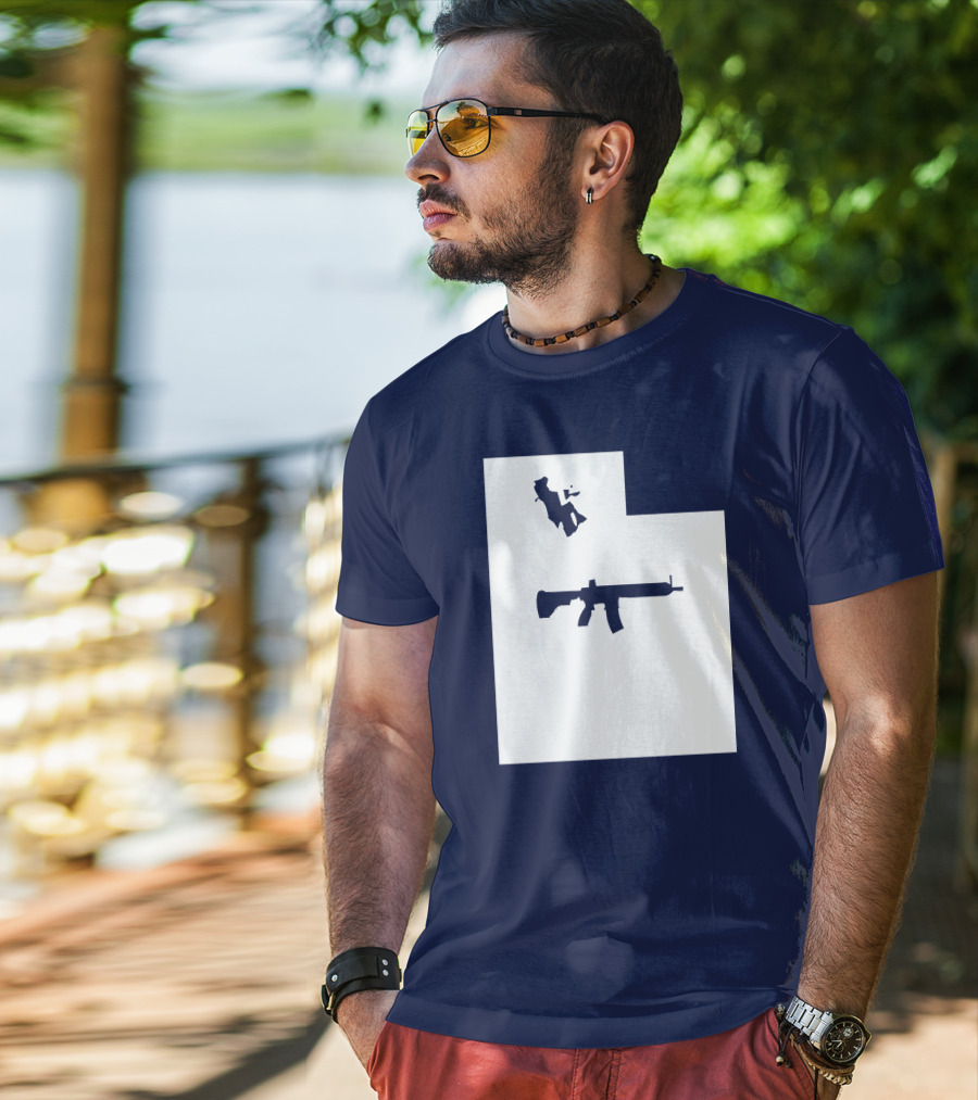 Keep Utah Tactical AR-15 Rifle And Skier In State T-Shirt