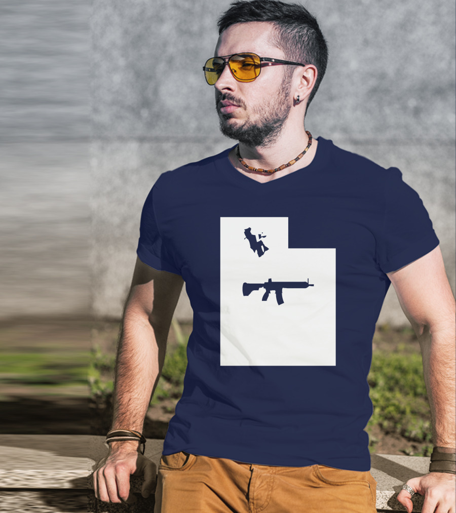Keep Utah Tactical AR-15 Rifle And Skier In State T-Shirt