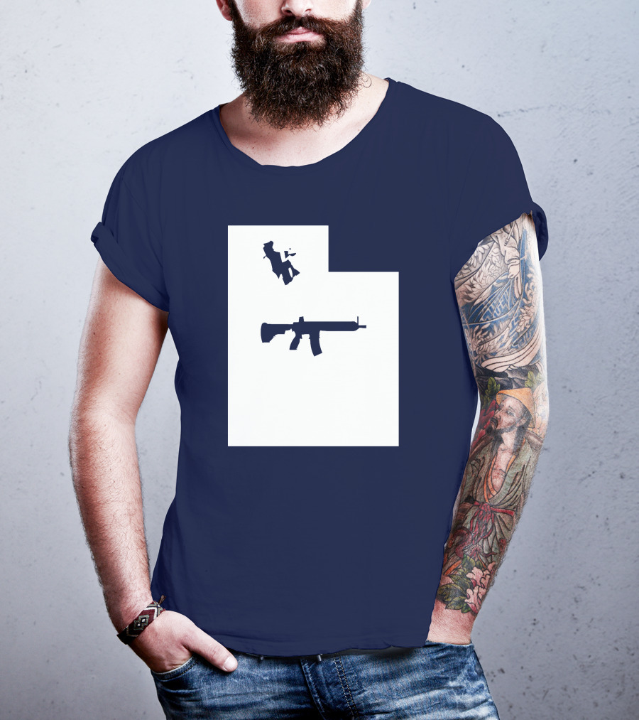 Keep Utah Tactical AR-15 Rifle And Skier In State T-Shirt