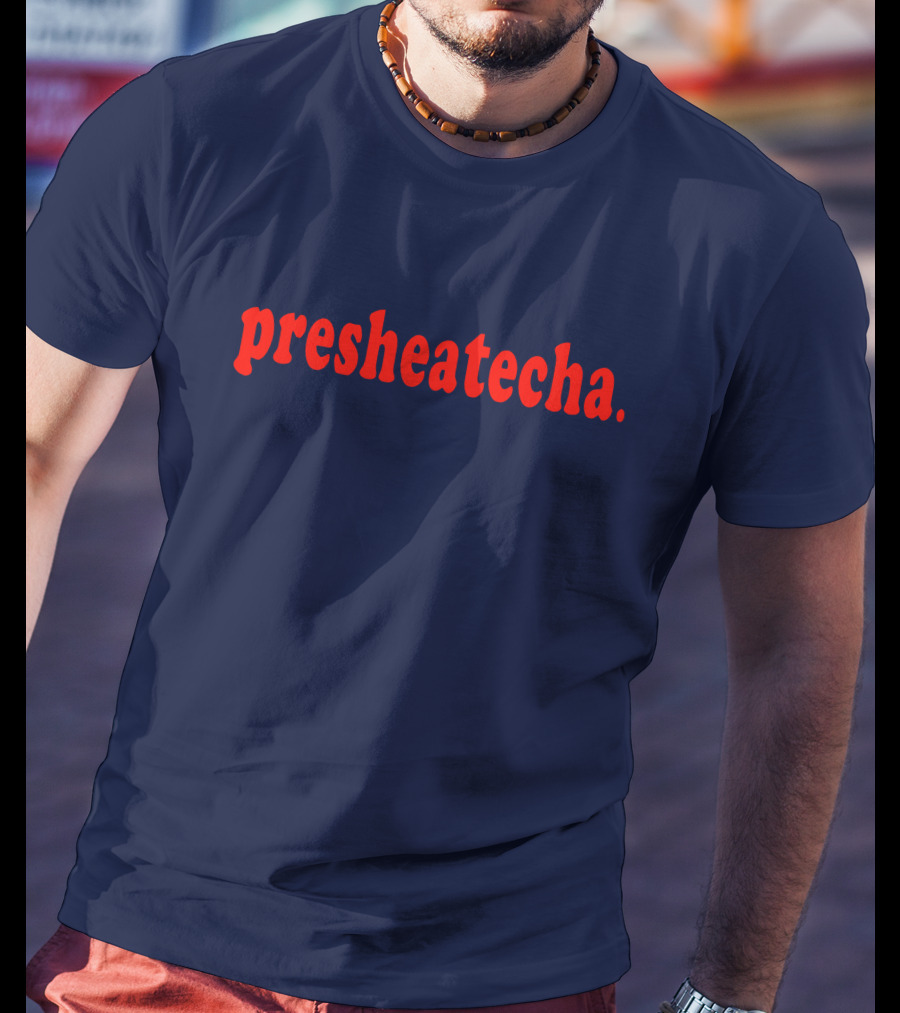 Presheatecha Thank You In Red Text On Dark Blue Background T-Shirt