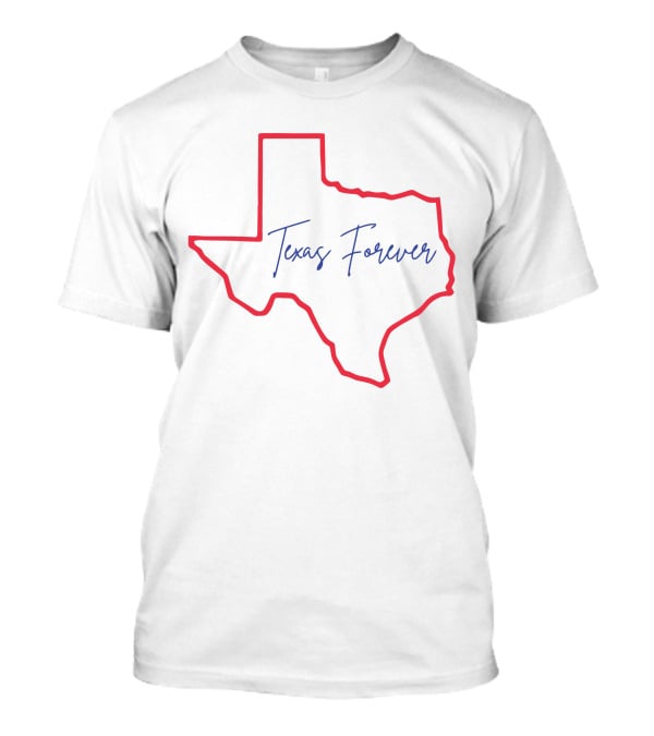 Texas Forever Red Outline State Map T-Shirt