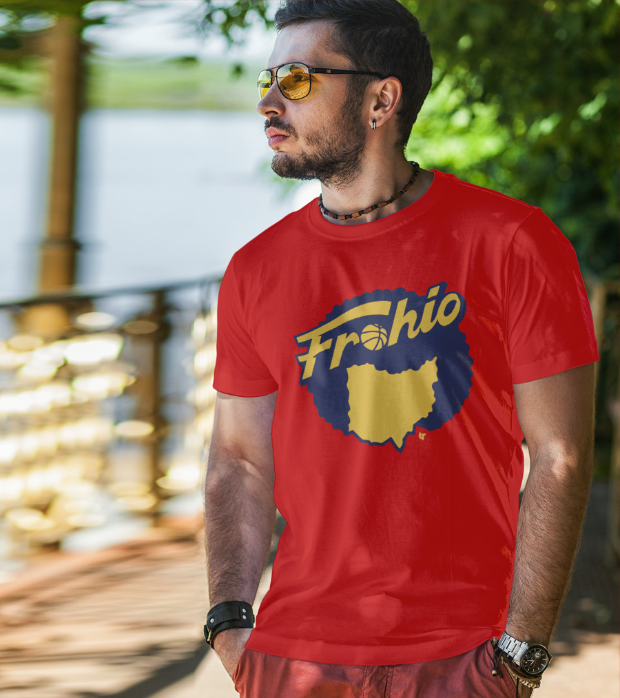 Frohio Ohio Basketball Map Silhouette Red T-Shirt