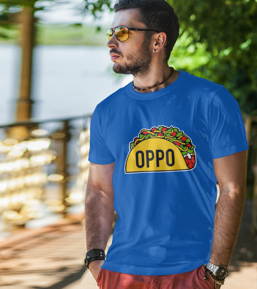 OPPO Taco Graphic On Vibrant Blue Background T-Shirt