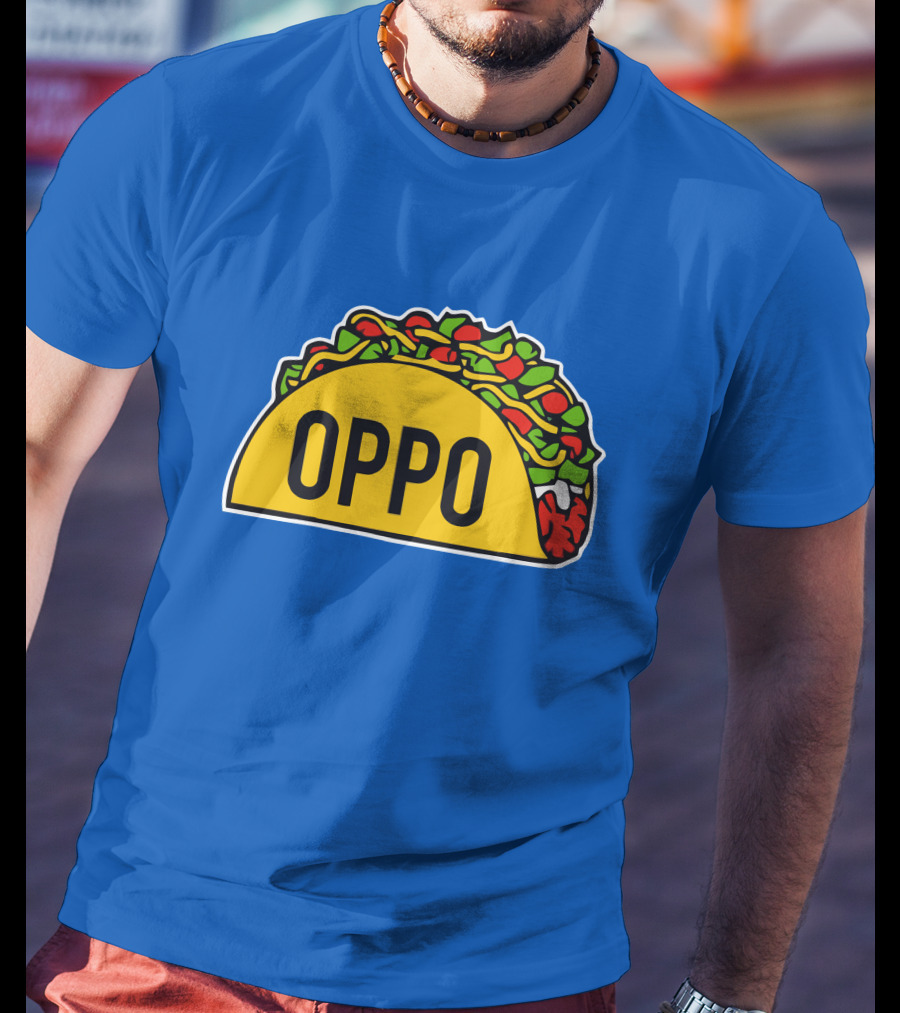 OPPO Taco Graphic On Vibrant Blue Background T-Shirt