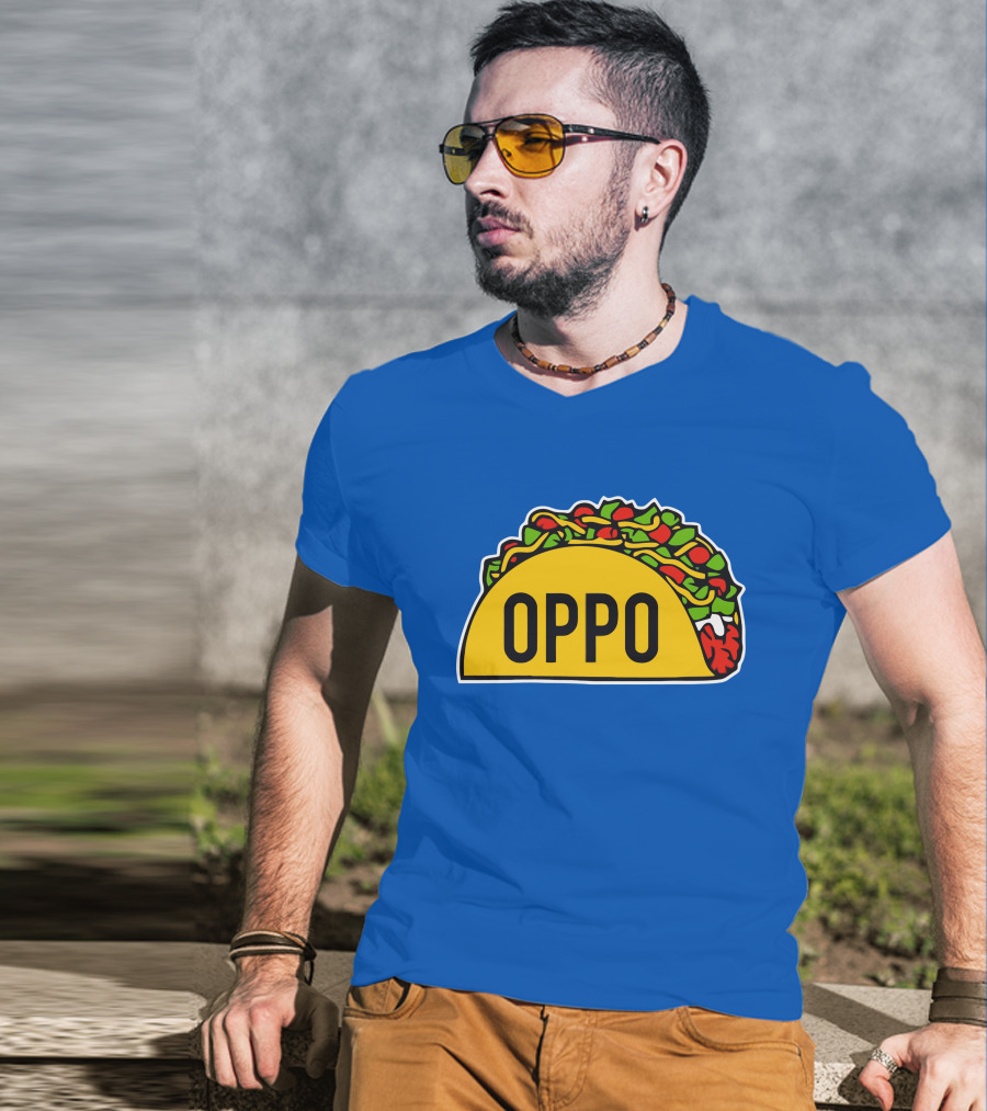 OPPO Taco Graphic On Vibrant Blue Background T-Shirt