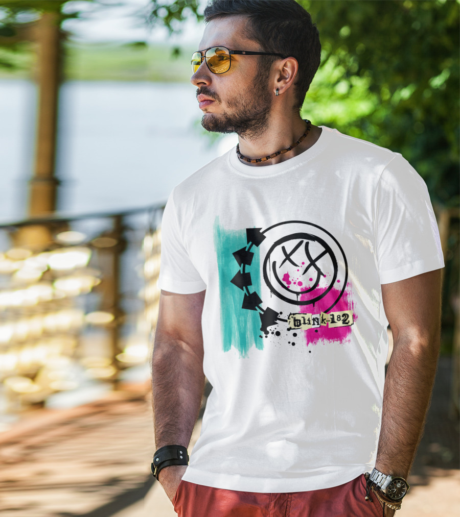 Jack And Sally Blink 182 I Miss You Smile Logo Paint Splatter T-Shirt