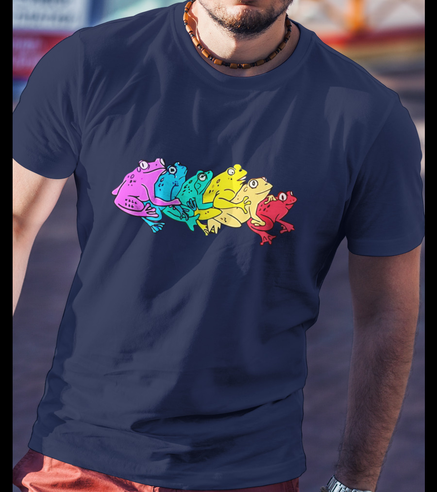 Rainbow Gay Frog Pride Colors Vibrant Frogs T-Shirt