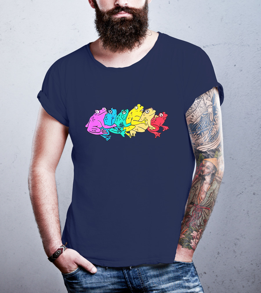 Rainbow Gay Frog Pride Colors Vibrant Frogs T-Shirt