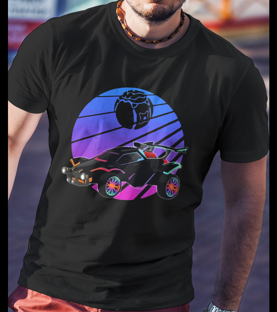 Rocket Soccer Car League Vibrant Distressed Gamer T-Shirt