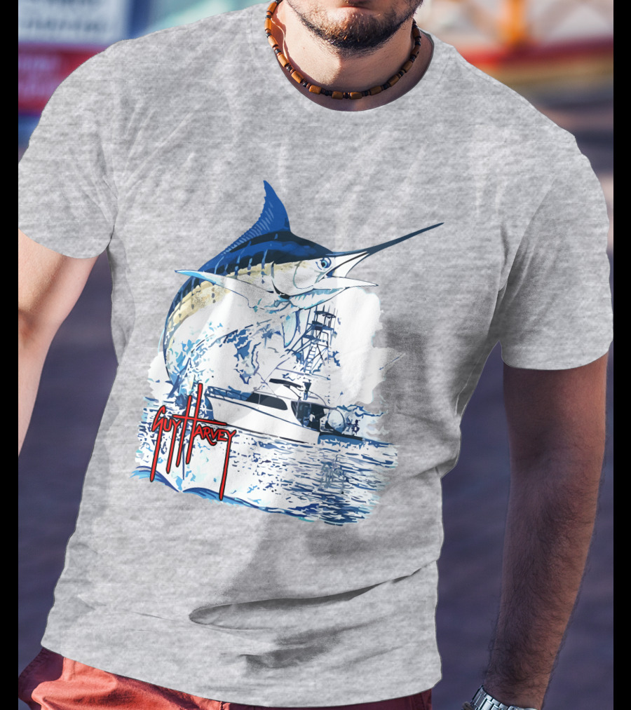 Guy Harvey Marlin Fishing Boat Ocean Adventure T-Shirt