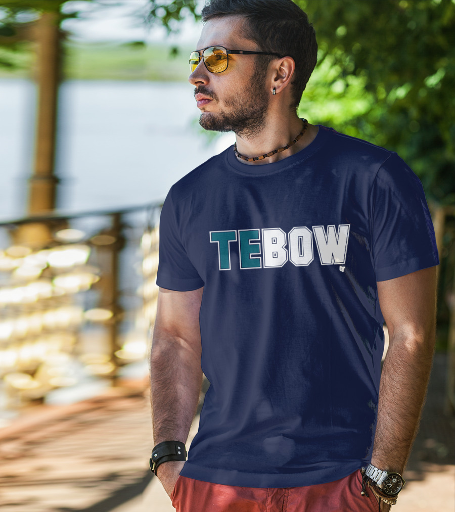 TEBOW Tim Tebow Dark Blue Block Lettering T-Shirt