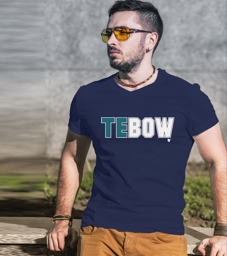 TEBOW Tim Tebow Dark Blue Block Lettering T-Shirt