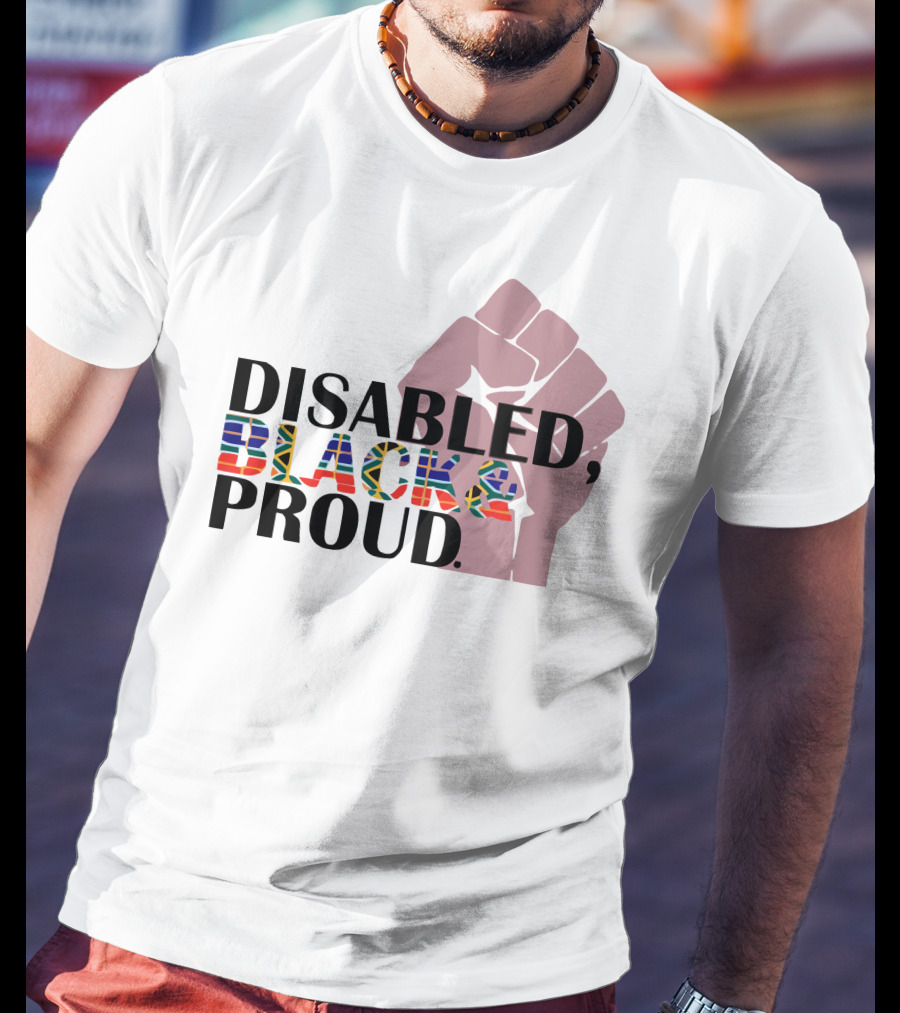 Disabled Black And Proud Raised Fist Flag T-Shirt