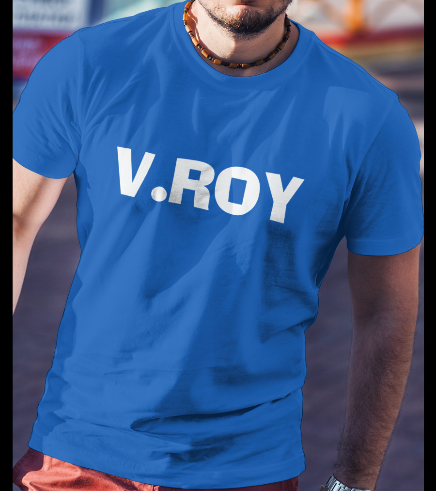 V Roy Classic Blue Typography T-Shirt